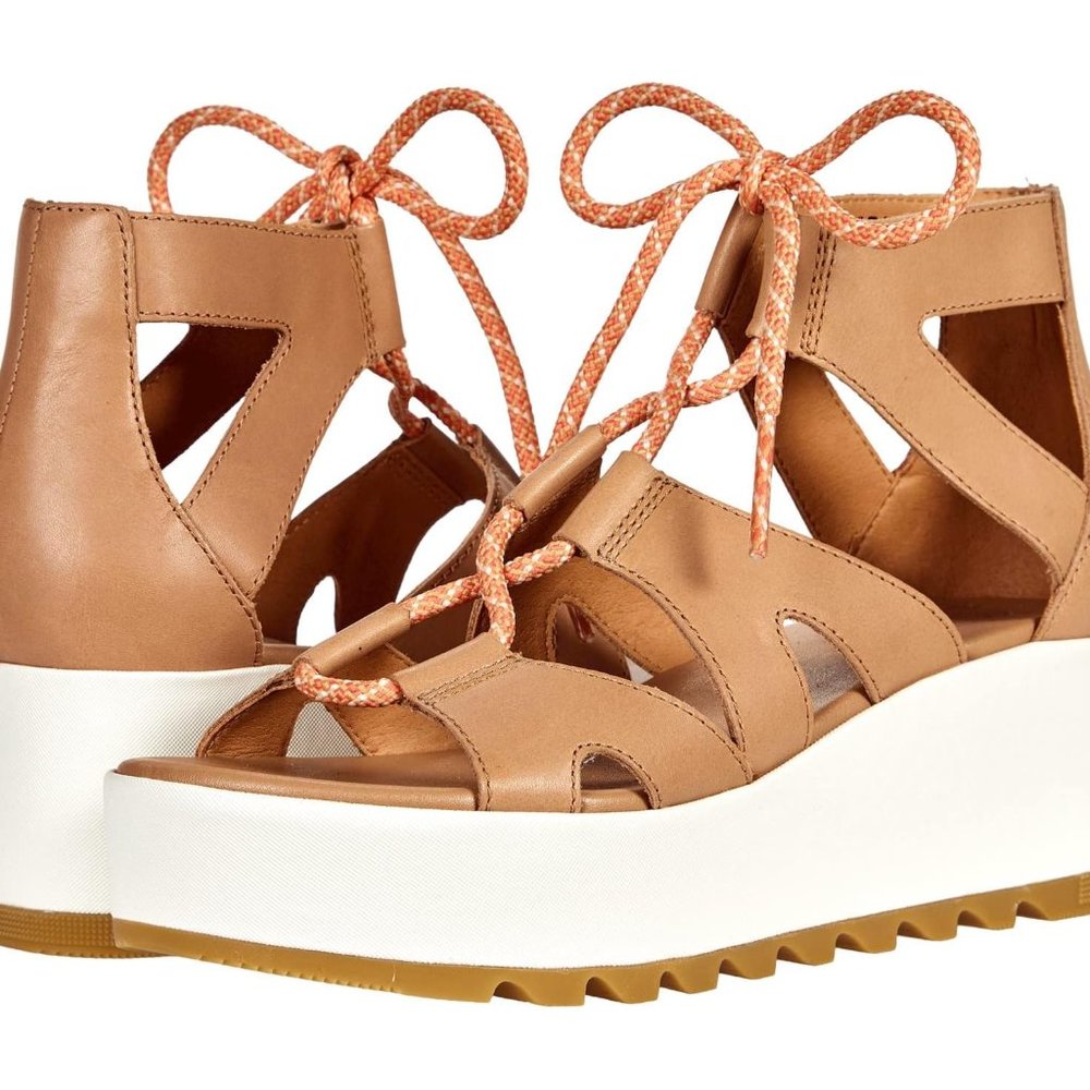 Sorel Cameron Platform Lace Wedge Sandal- Honest Beige w/ Laces!